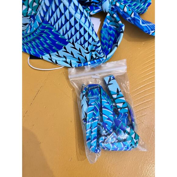 Echo Geometric Strapless Bikini Top & Bikini Bottom Set Blue Women's Size M NWT - Picture 7 of 7